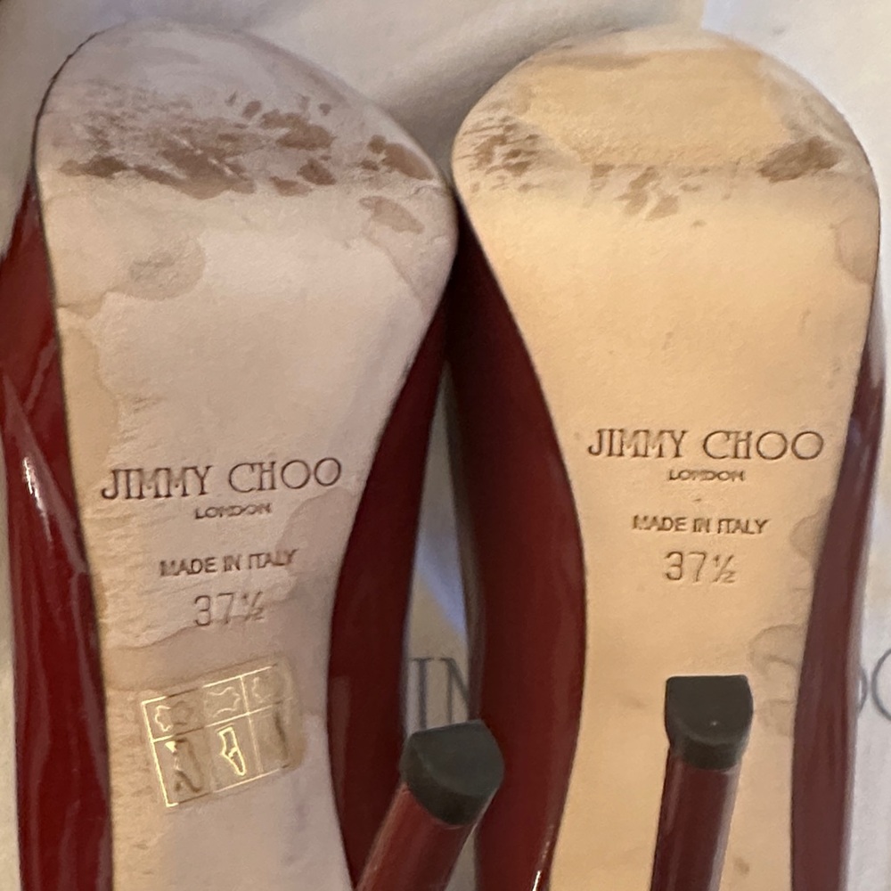 Like New Jimmy Choo Ruby Red Patent Leather Platform Pumps - Picture 4 of 4
